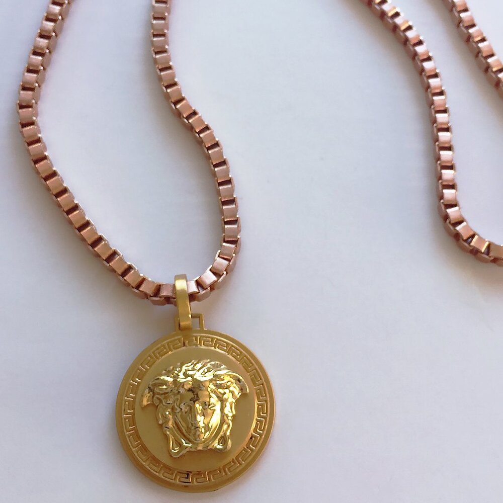 *SOLD* Vintage Versace Medusa XL Heavy Thick Pendant Necklace Made in Italy